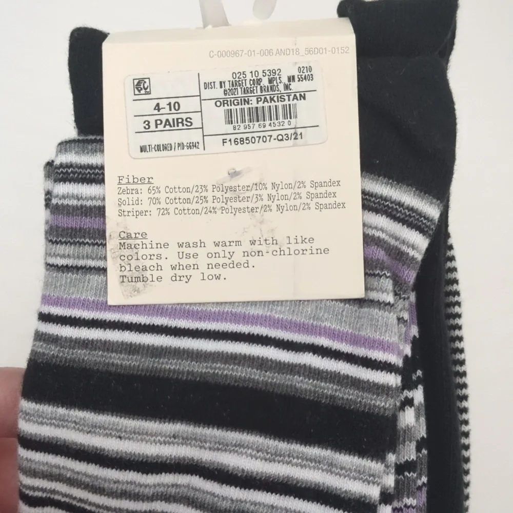 A New Day Women's Black White Zebra Cotton Blend Socks Sz 4-10 NWT